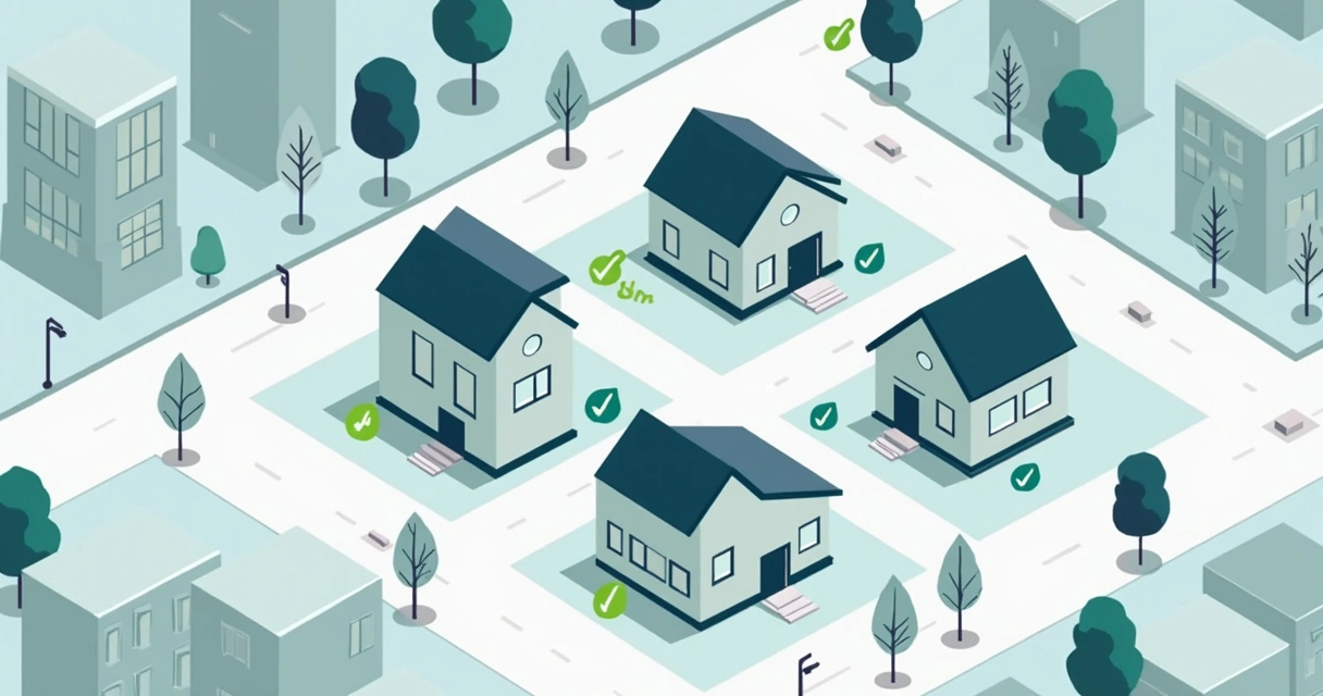 Mapa simplificado com casas em área urbana regularizadas 