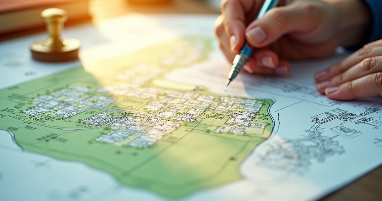 Planta de loteamento com carimbo de aprovação e registro em cartório 