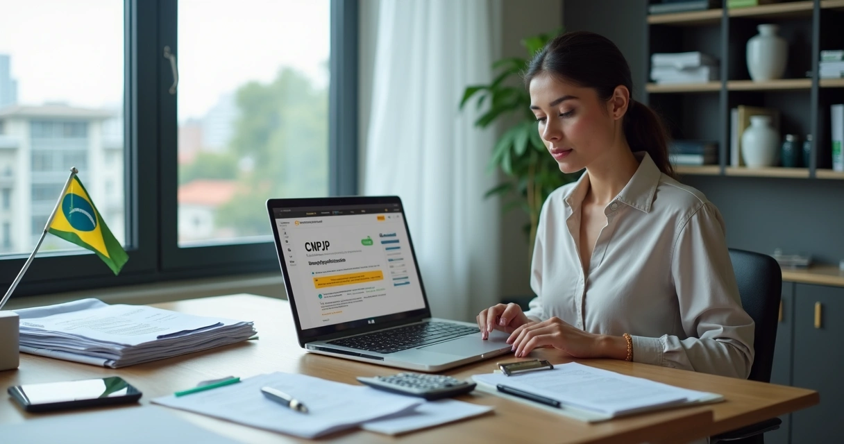 Empresária ao lado de notebook analisando documentos de CNPJ inativo 