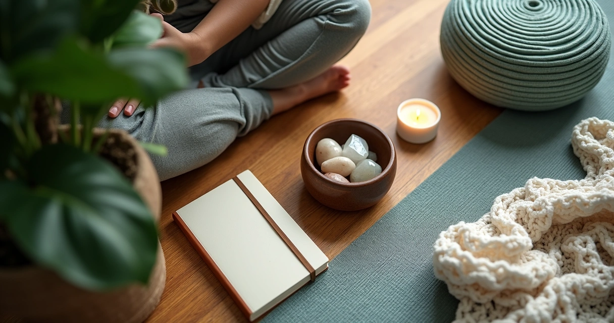 Elementos de reiki, yoga, natureza integrados 