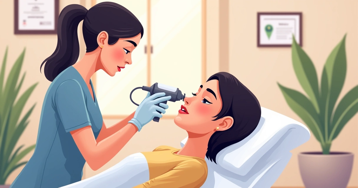 Profissional aplicando tratamento de rejuvenescimento facial com aparelho em Brasília DF 