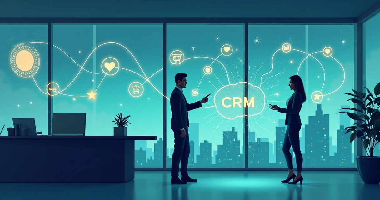 Empresa e cliente conectados por etapas em curva de relacionamento. 