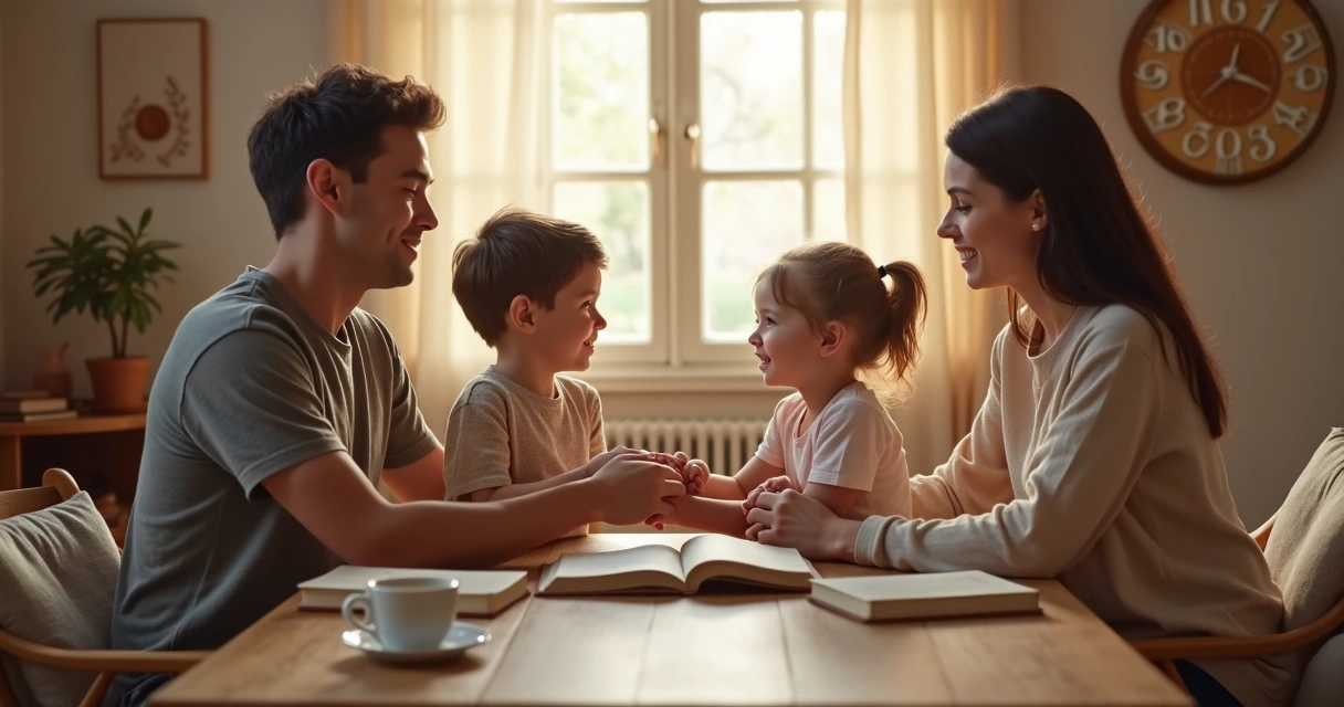 Pessoas de mãos dadas simbolizando equilíbrio emocional e laços familiares 