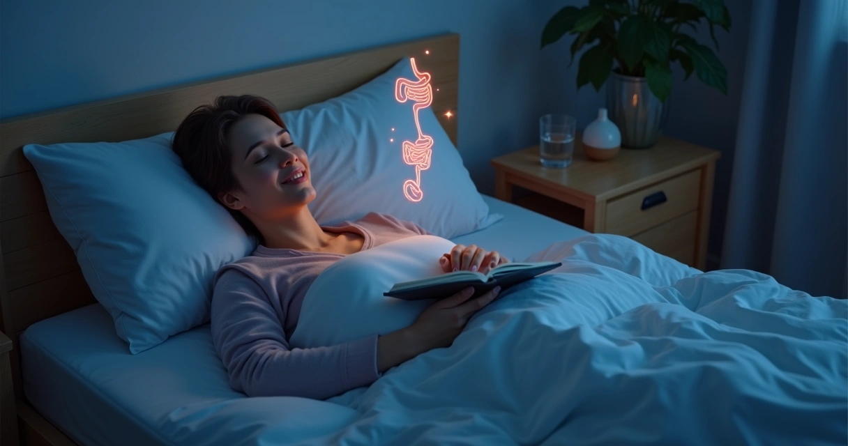 Pessoa relaxando na cama enquanto segura um livro fechado 