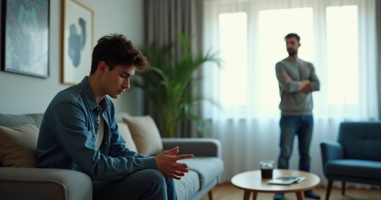 Persona pensativa en una relación con tensión emocional sutil 