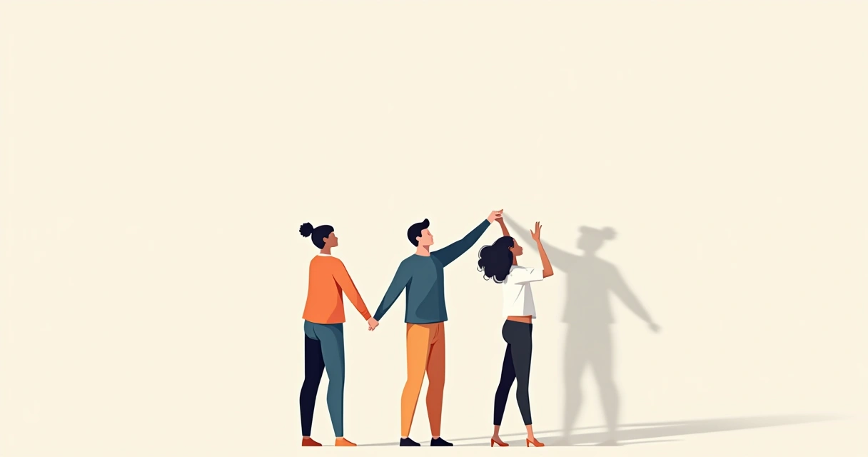 Dibujo conceptual de una pareja con símbolos de igualdad y complementariedad 