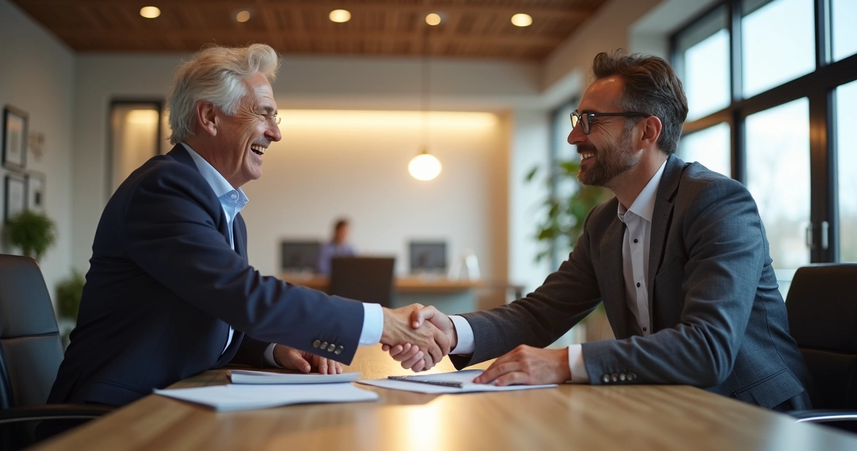 Gerente bancário e empresário conversando com confiança em agência 
