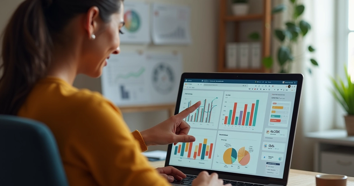 Profissional de BPO financeiro em videochamada com cliente, analisando relatórios 