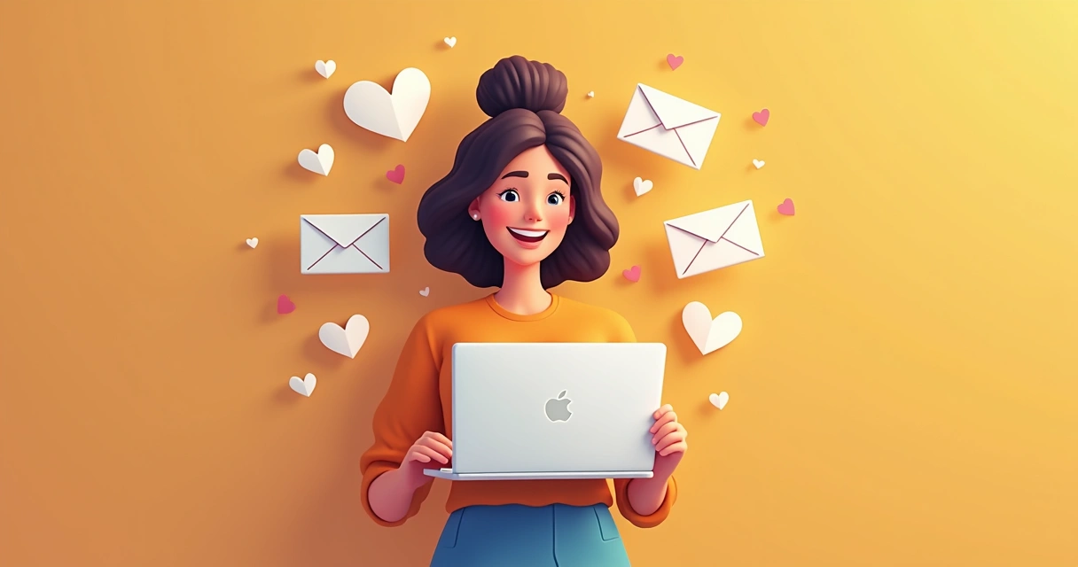 Representação visual do relacionamento próximo entre e-commerce e cliente via email 