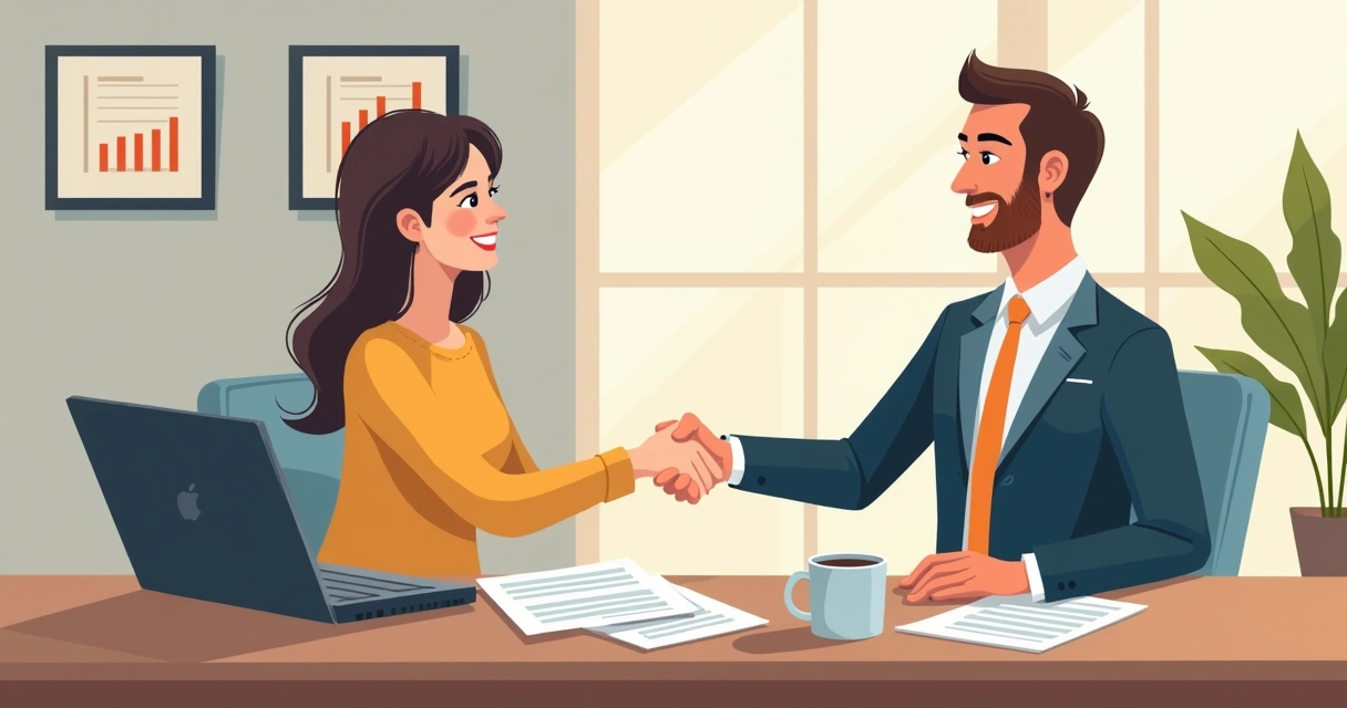 Consultor desenvolvendo relacionamento de confiança com cliente em mesa de negócios 