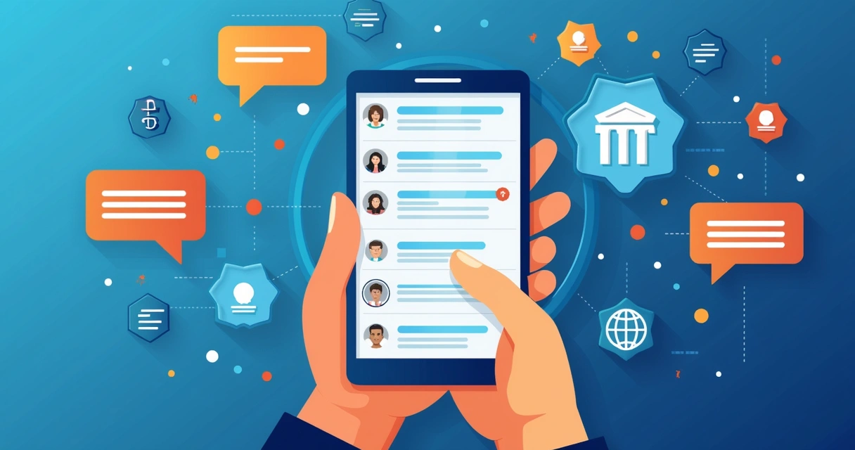 Pessoa segurando smartphone, visualizando posts políticos diversos em ambiente digital 