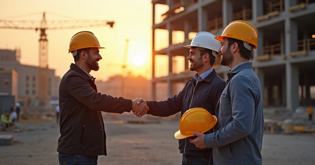 Equipe de vendas construindo relacionamento na construção civil 