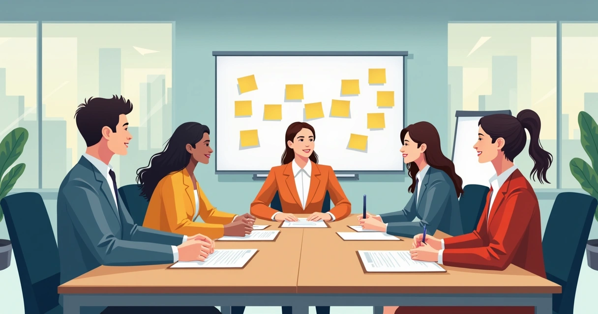 Equipe reunida discutindo e trocando ideias 