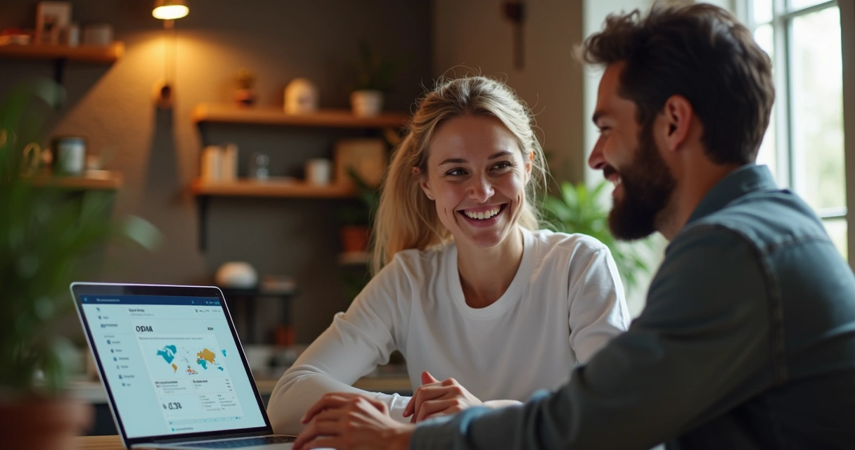 Cliente e vendedor conversando com tecnologia em segundo plano 