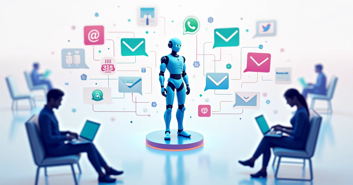 Representação gráfica de canais digitais integrados com símbolos de mensagem 