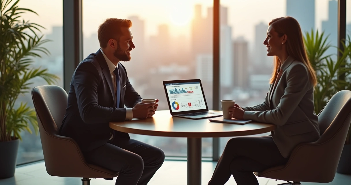 Reunião de pós-venda demonstrando relacionamento moderno B2B 