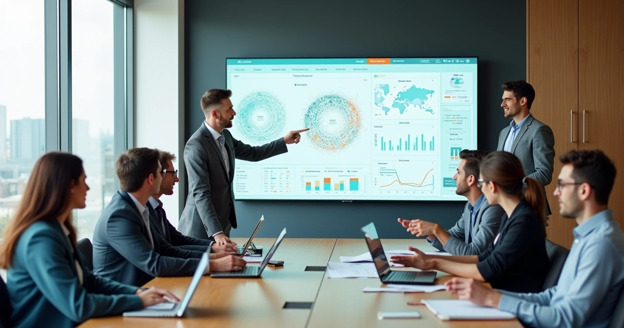 Equipe diversa em reunião analisando impacto dos relacionamentos no trabalho 