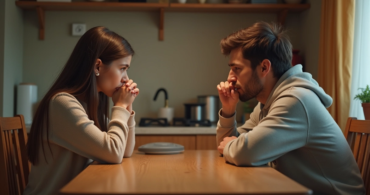 Dos personas sentadas en silencio evitando la mirada 