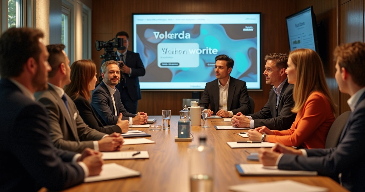 Equipe reunida apresentando ações do hotel para a imprensa 