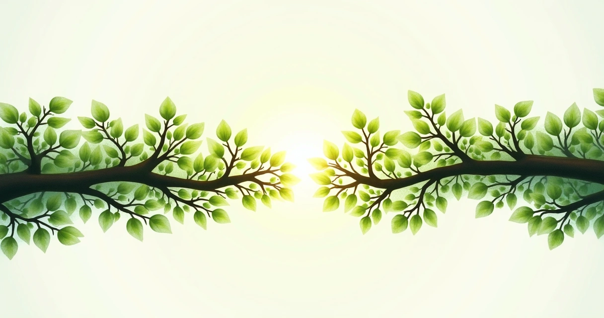 Branches with leaves from two trees growing together 