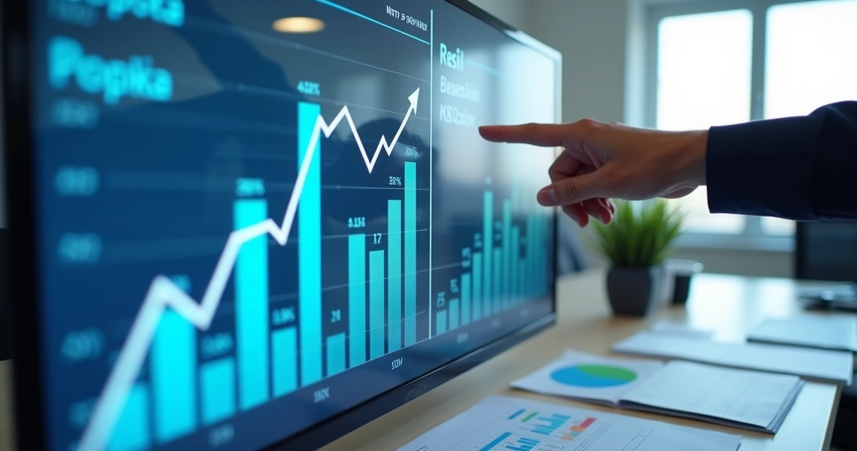 Painel com gráficos de desempenho de funil de vendas em alta