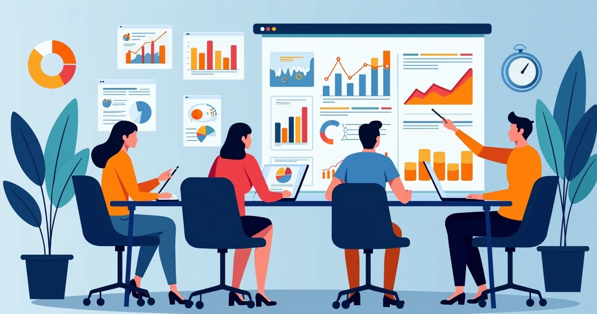 Equipe analisando relatório de ações digitais de mandato público 
