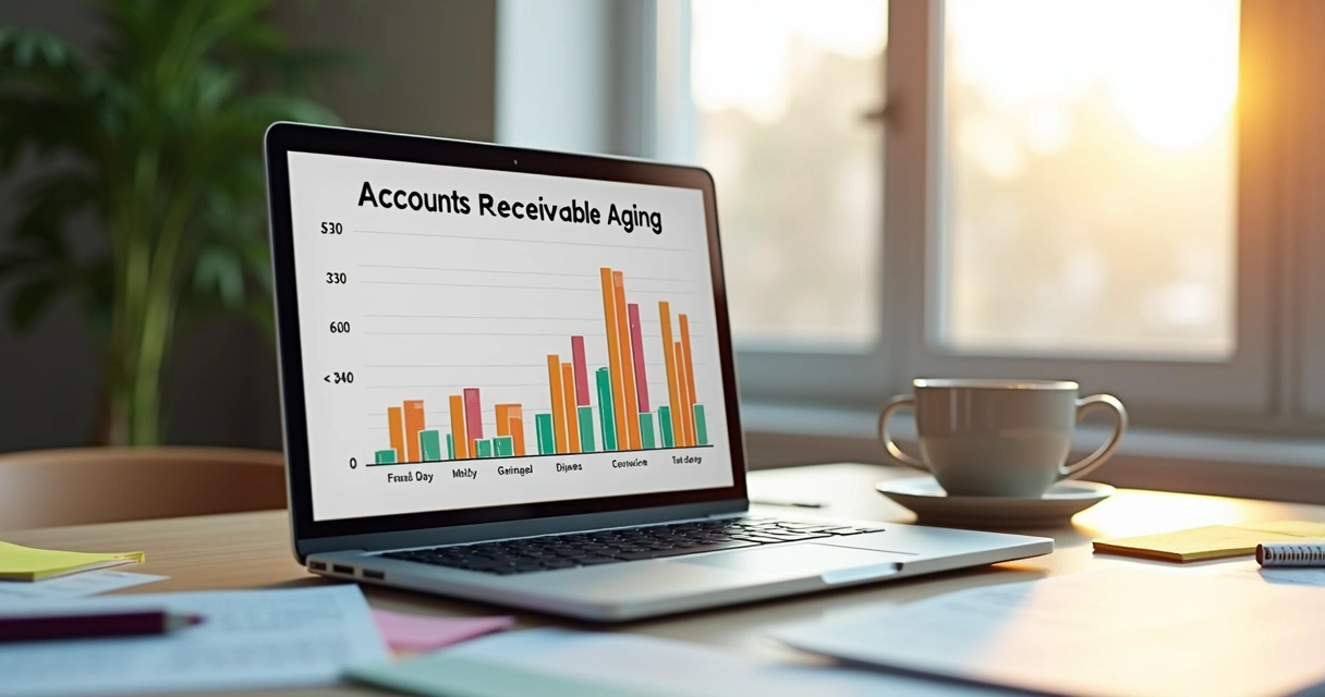 Relatório de aging de cobrança com faixas de atraso coloridas 