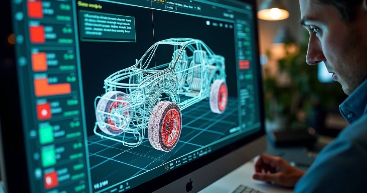 Relatório colorido de alinhamento 3D exibido em computador 
