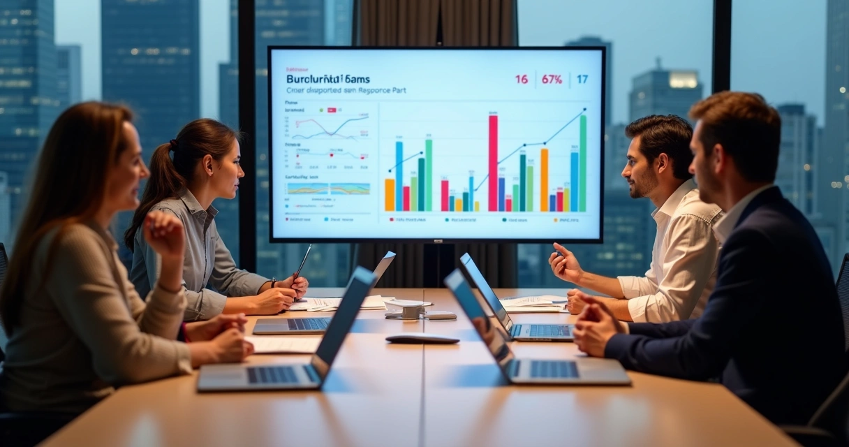 Equipe analisando relatório de dados de atendimento 