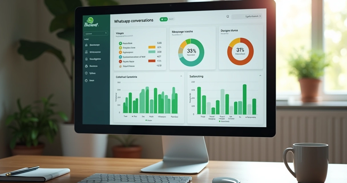 Painel de análise de conversas do WhatsApp em tela de computador 