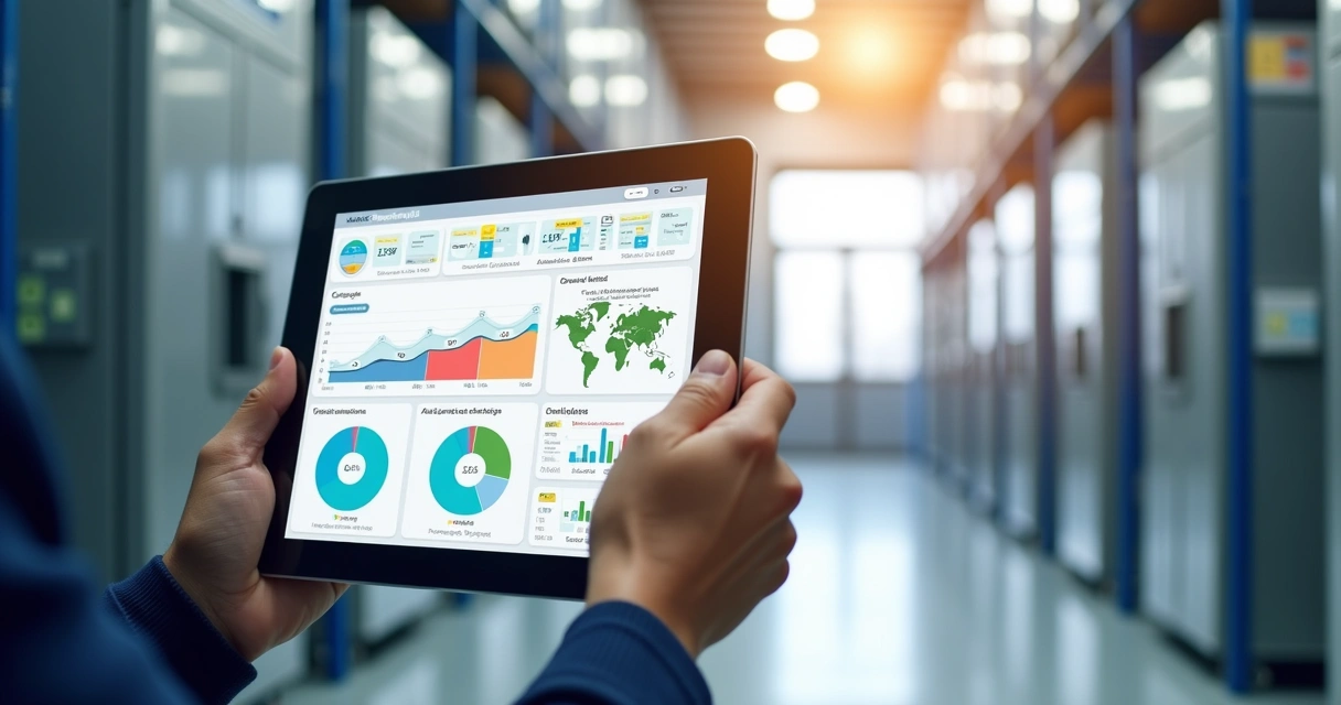 Relatório de auditoria sendo exibido em tablet