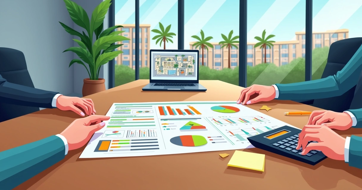 Condominium audit report analyzed in a meeting room 