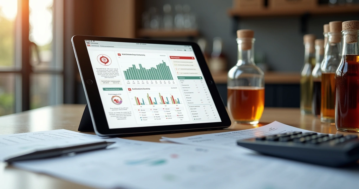 Relatório digital de auditoria de estoque em tablet 