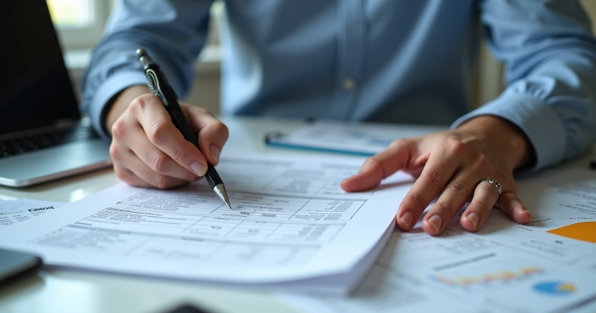 Especialista revisando relatório detalhado de auditoria de fornecedor 