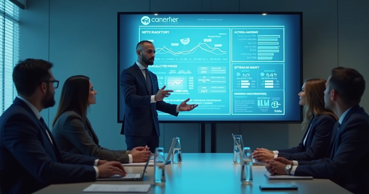Relatório contábil digital sendo apresentado a diretoria 