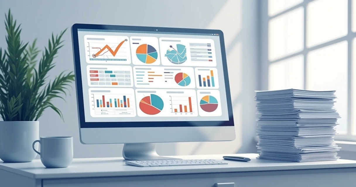 Relatório de viabilidade imobiliária digital com colunas de dados e gráficos
