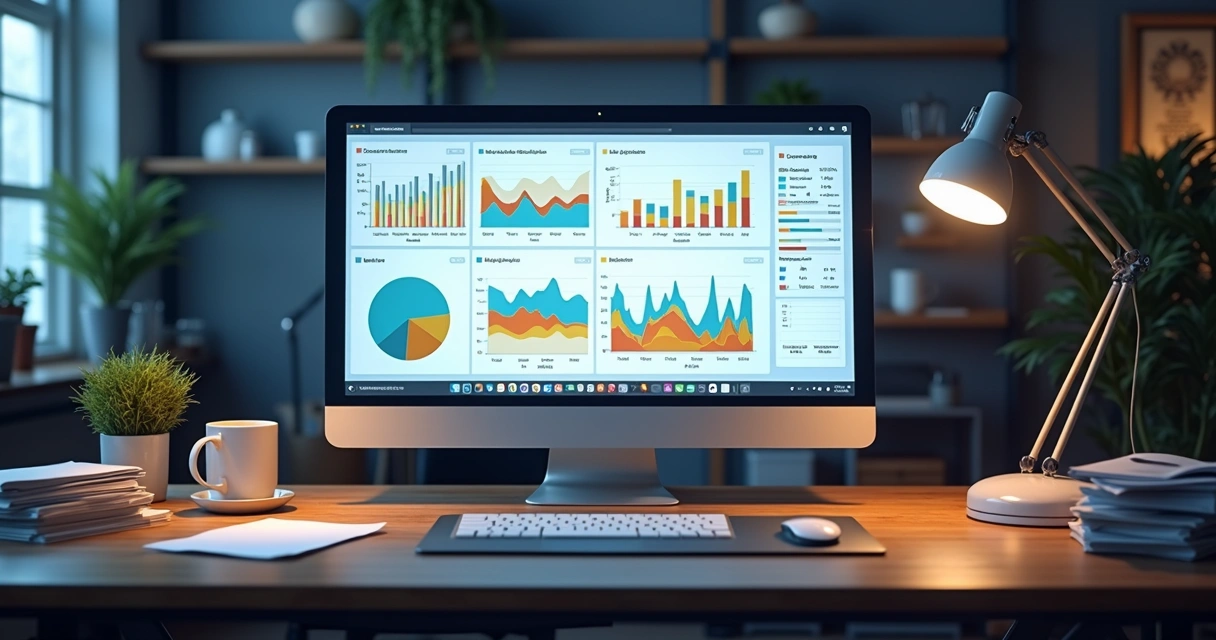Relatório visual de automação de empresa em tela de computador