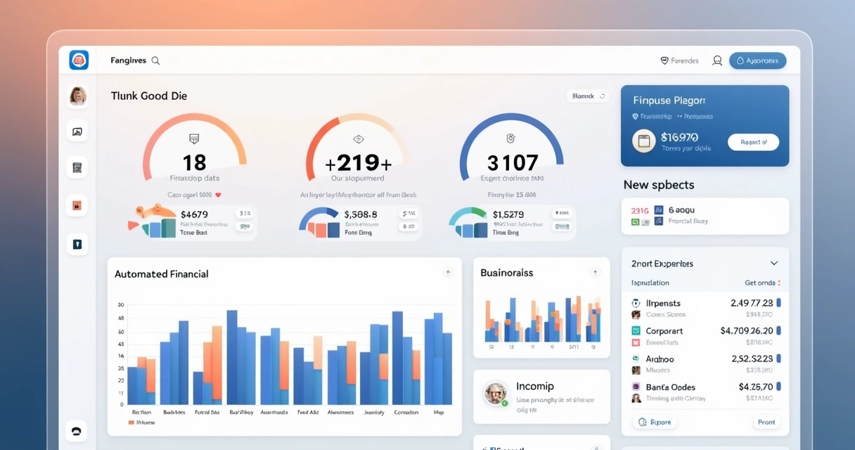 Painel de software financeiro automatizado com gráficos e relatórios