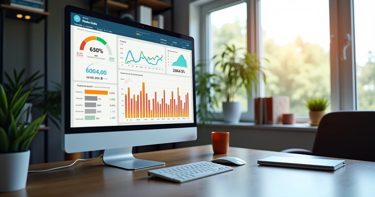 Relatório digital de bem-estar corporativo em tela de computador 
