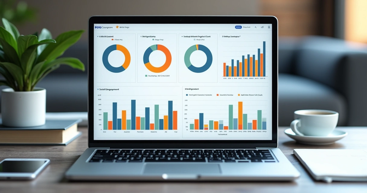 Relatório digital mostrando dados de campanha em sala VIP 