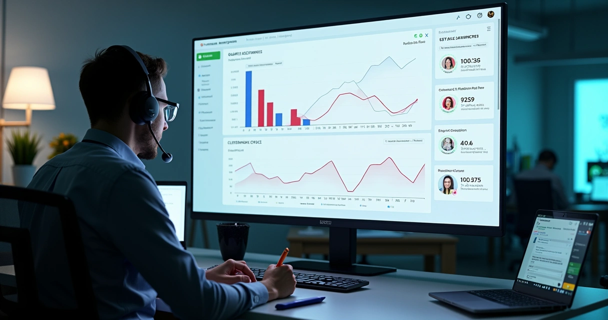 Painel com métricas de chatbot em queda no atendimento 