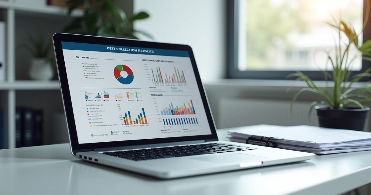 Relatório digital de cobrança exibido em tela de notebook 