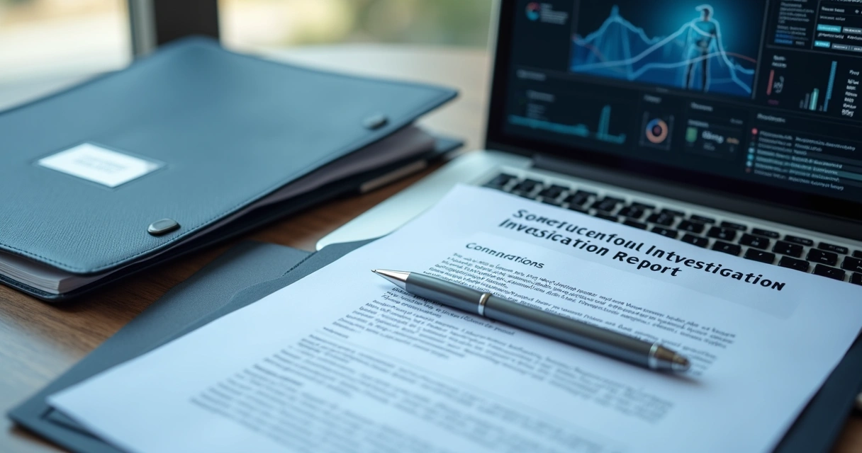 Relatório digital de compliance com gráficos e documentos revisados