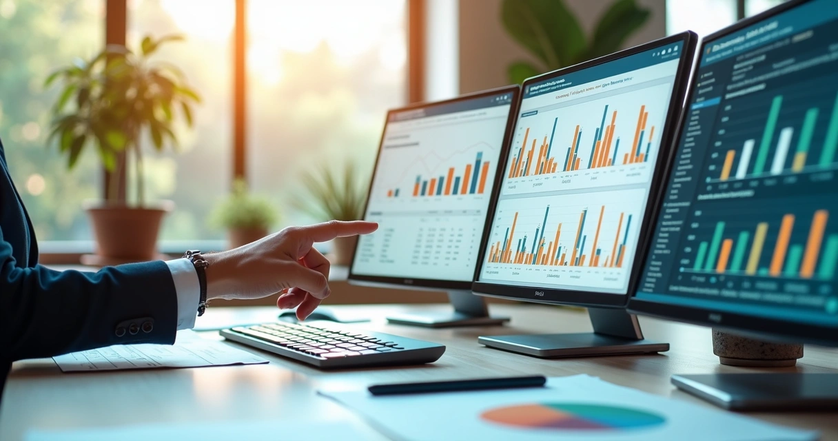 Dashboard de ERP mostrando gráficos e relatórios de múltiplos CNPJs 