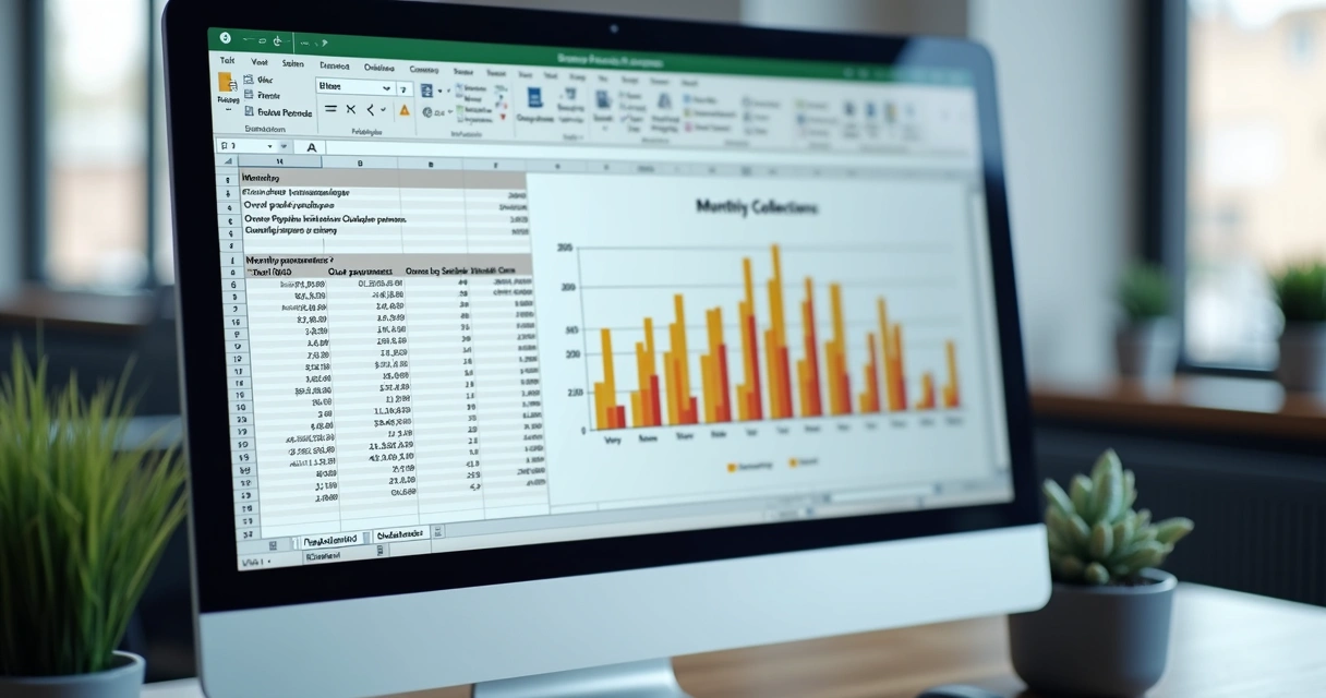Gráfico de barras no Excel mostrando inadimplência e status de aluguel por imóvel. 
