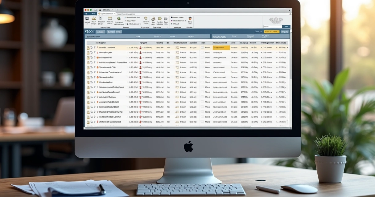 Relatório digital de estoque de joias em tela de computador 