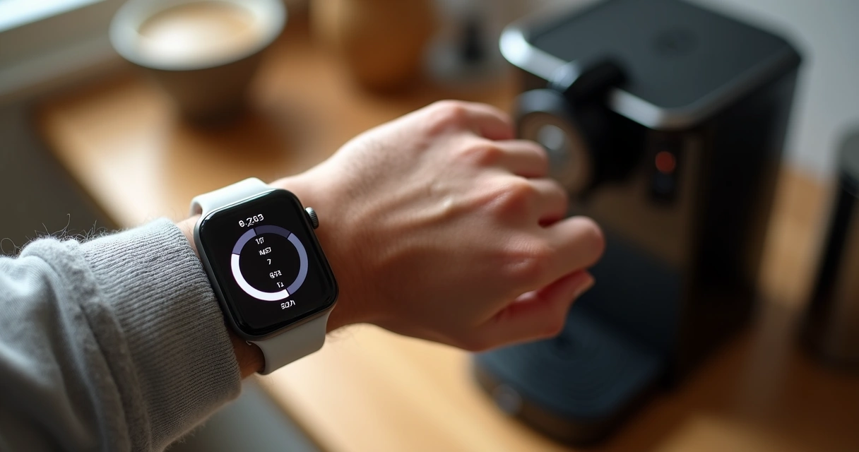 Pessoa consultando relatório de gastos em um smartwatch moderno 