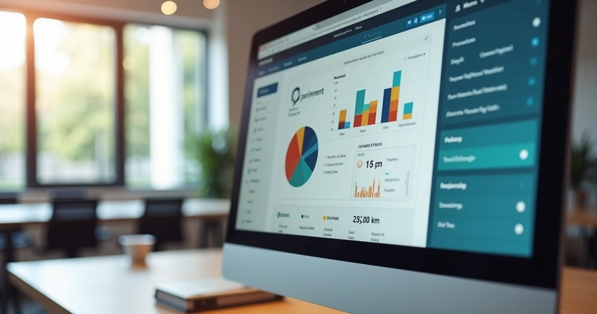 Relatório gerencial do CRM imobiliário na tela de computador 