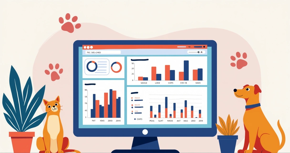 Dashboard de gestão pet com gráficos financeiros 