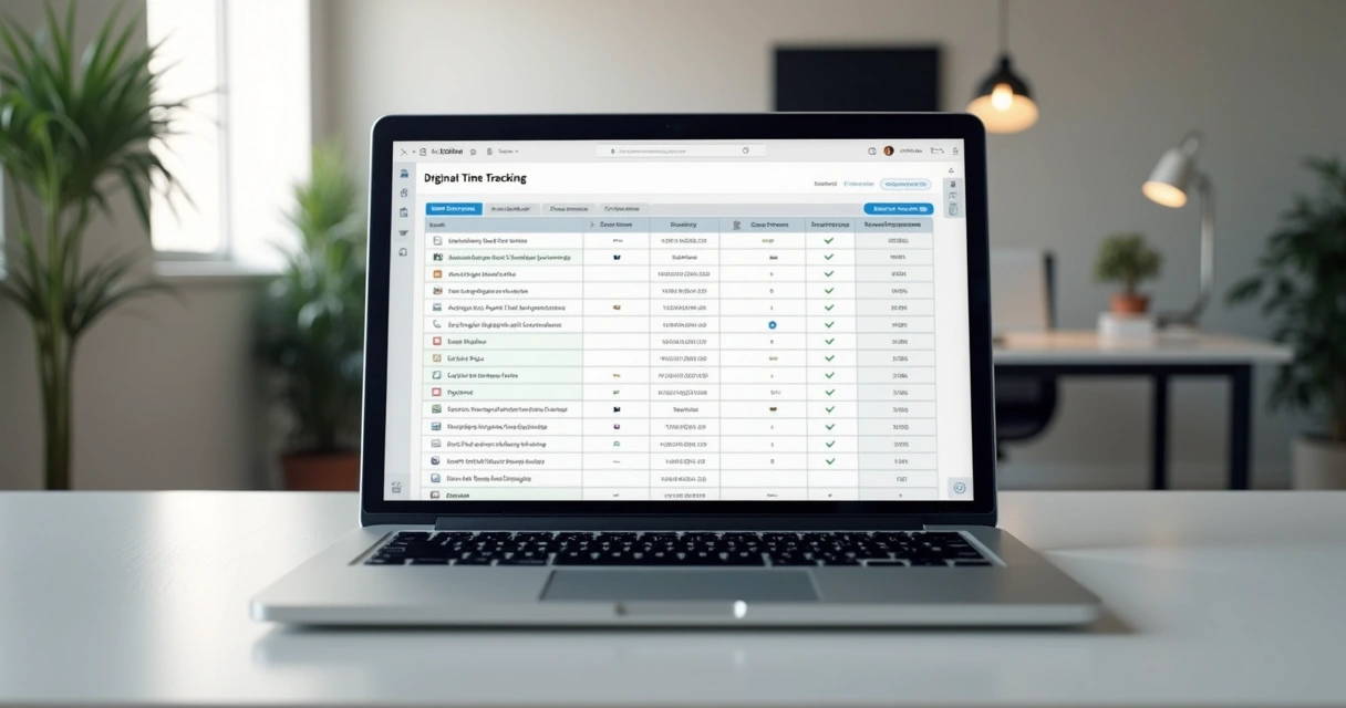 Relatório digital de controle de ponto exibido em tela de notebook 